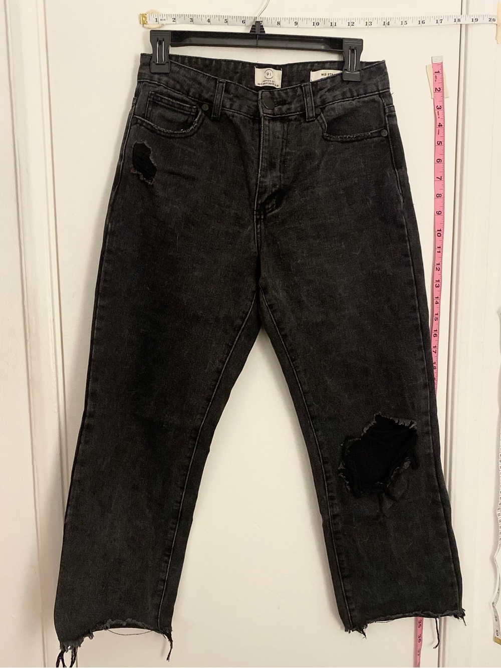 Cotton On Ripped Black Women’s Jeans Mid Rise Straight Leg